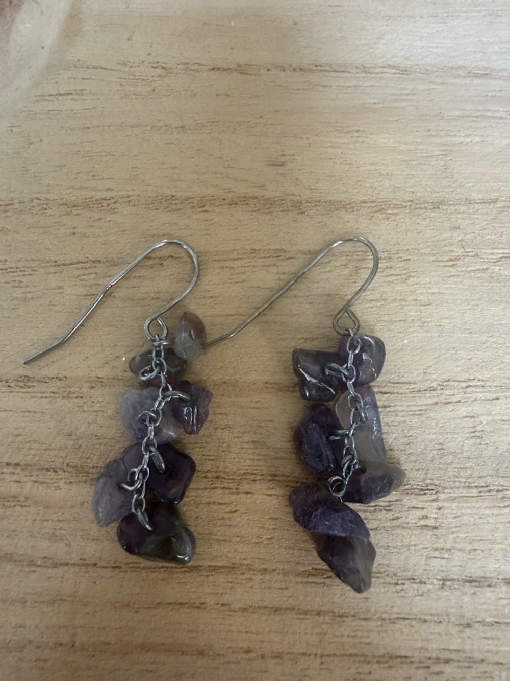 Amethyst Chip Dangle Earrings